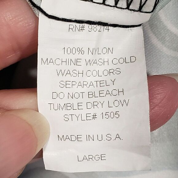 North Shore Surf Mens Large Button Up Hawaiian Shirt Nylon Gray White Blue USA - Picture 6 of 9